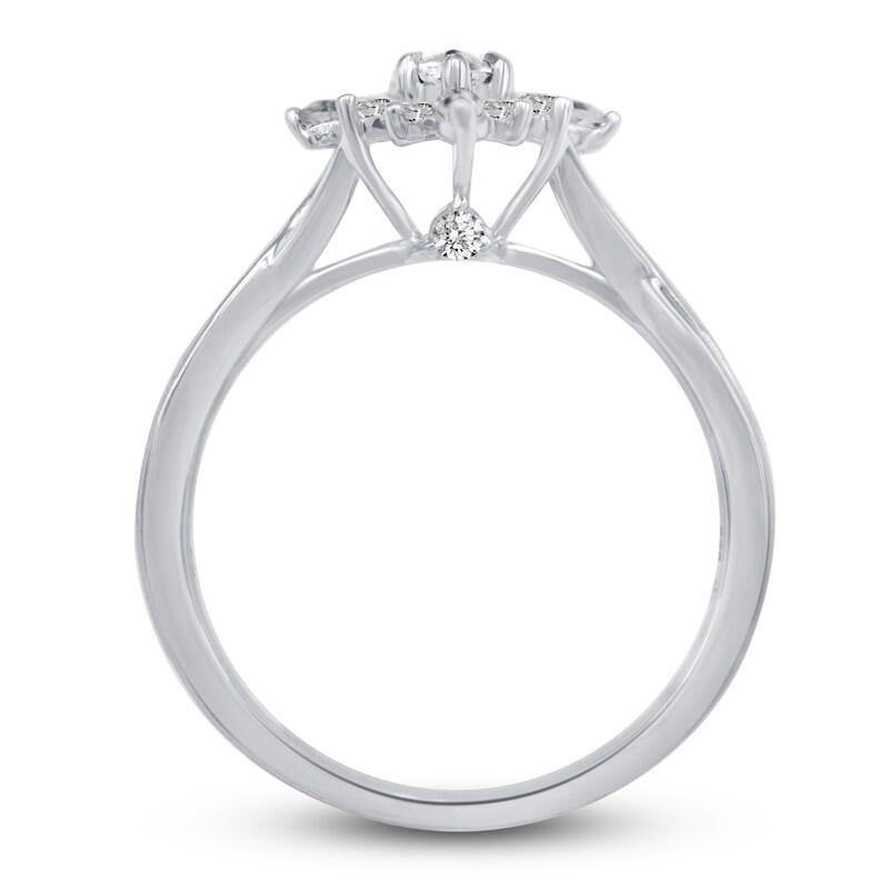 Main Image 2 of Diamond Halo Engagement Ring 5/8 ct tw Marquise/Round 14K White Gold