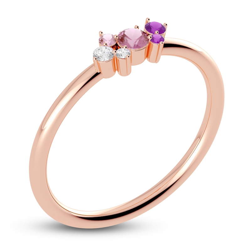 Main Image 2 of Juliette Maison Natural Pink Tourmaline, Amethyst. White Sapphire Constellation Ring 10K Rose Gold