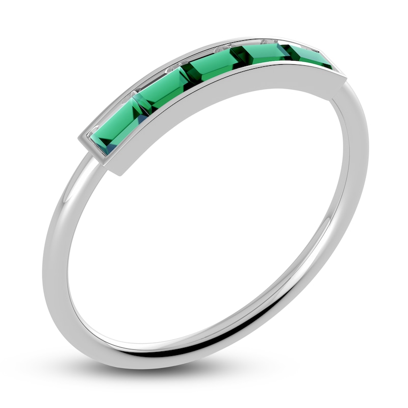 Main Image 2 of Juliette Maison Natural Emerald Baguette Bar Ring 10K White Gold