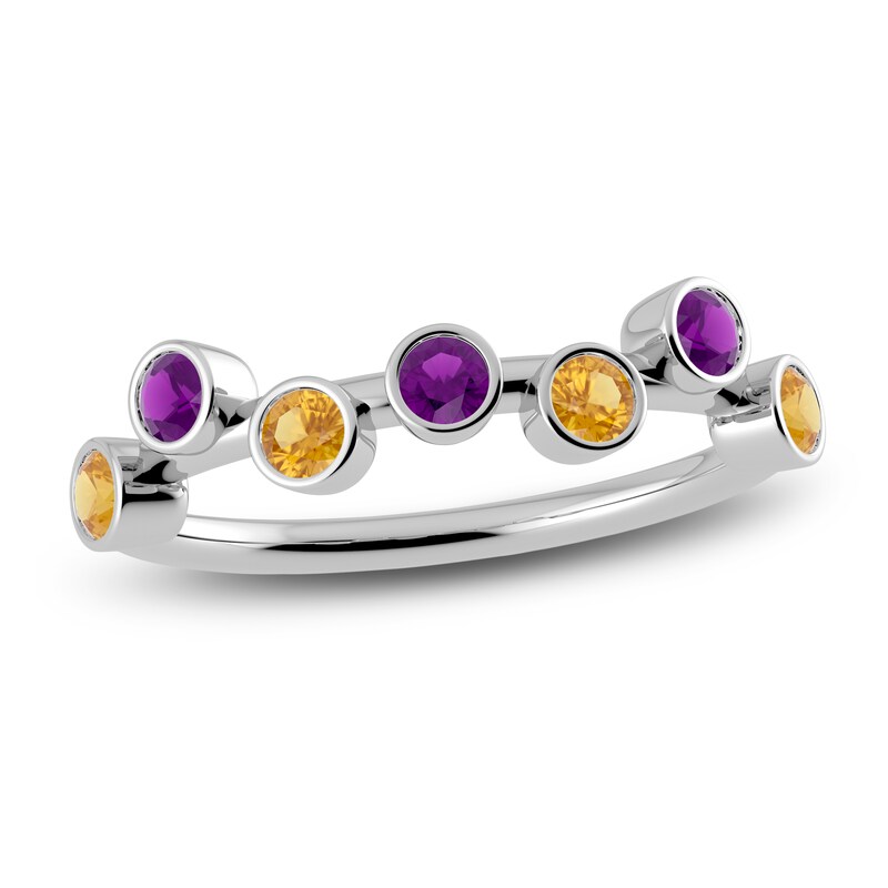 Main Image 1 of Juliette Maison Natural Amethyst & Natural Orange Citrine Ring 10K White Gold