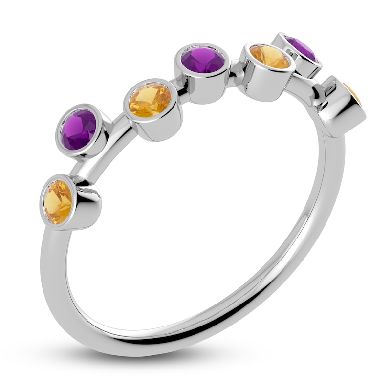 Main Image 2 of Juliette Maison Natural Amethyst & Natural Orange Citrine Ring 10K White Gold