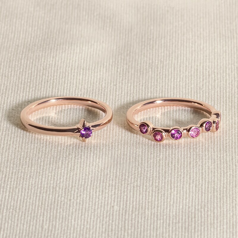 Main Image 4 of Juliette Maison Natural Amethyst & Natural Orange Citrine Ring 10K White Gold