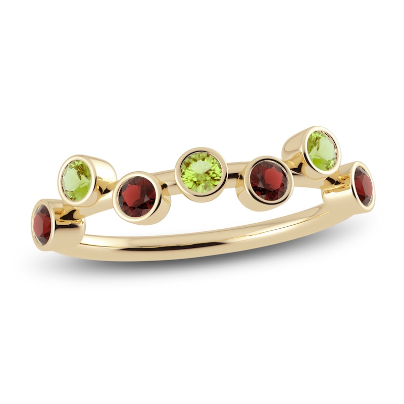 Main Image 1 of Juliette Maison Natural Garnet & Natural Peridot Ring 10K Yellow Gold