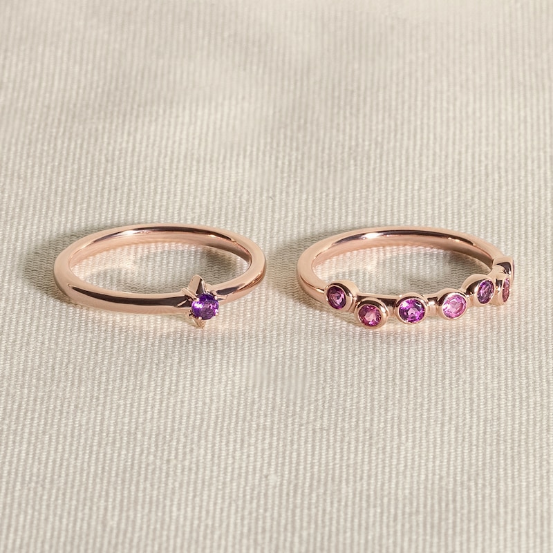 Main Image 4 of Juliette Maison Natural Blue Sapphire & Natural Orange Citrine Ring 10K Rose Gold