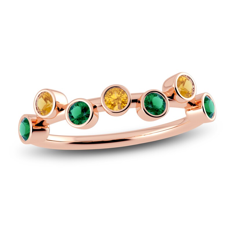 Main Image 1 of Juliette Maison Natural Emerald & Natural Orange Citrine Ring 10K Rose Gold
