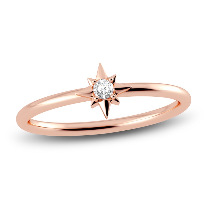 Main Image 1 of Juliette Maison Natural White Sapphire Starburst Ring 10K Rose Gold