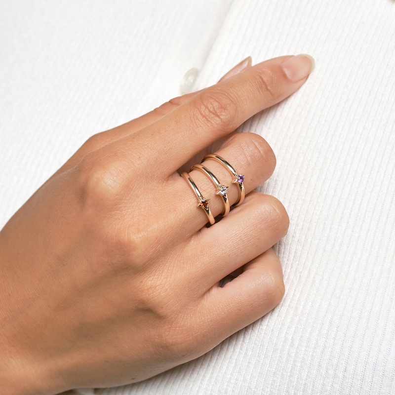 Main Image 5 of Juliette Maison Natural White Sapphire Starburst Ring 10K Rose Gold