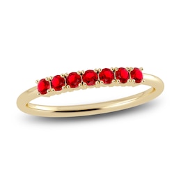 Juliette Maison Natural Ruby Half Eternity Ring 10K Yellow Gold