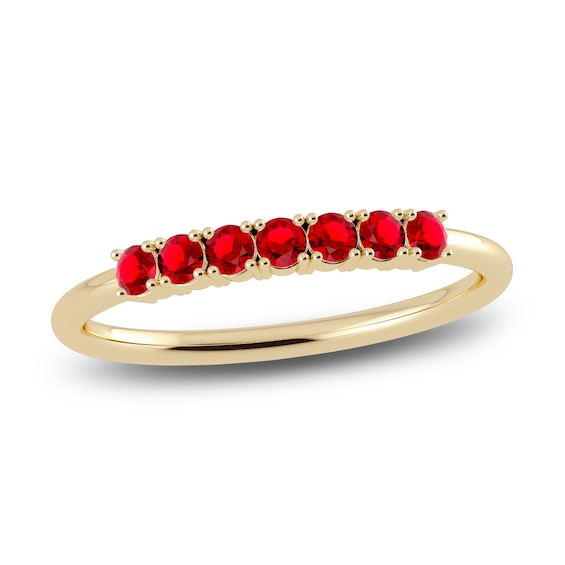 Juliette Maison Natural Ruby Half Eternity Ring 10K Yellow Gold