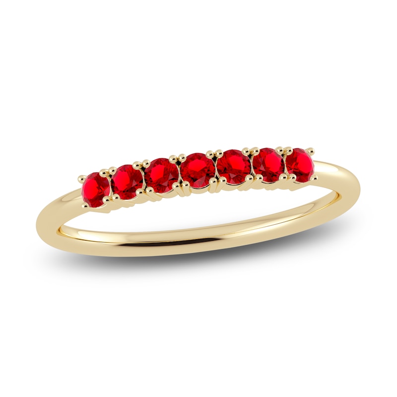 Main Image 1 of Juliette Maison Natural Ruby Half Eternity Ring 10K Yellow Gold