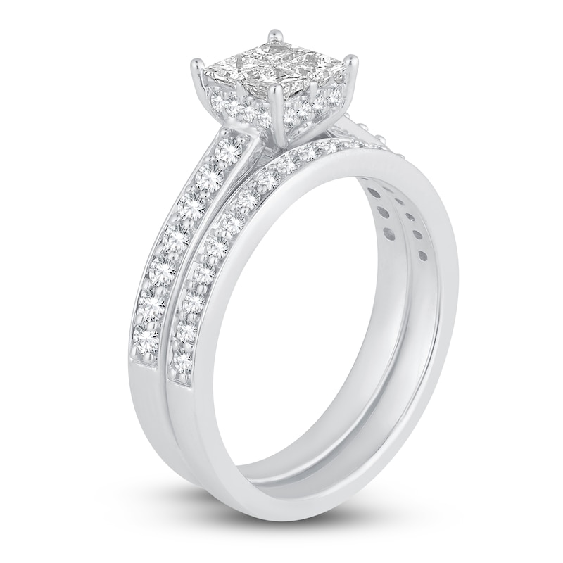 Main Image 2 of Diamond Bridal Set 1 ct tw Princess/Round 14K White Gold