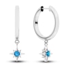 Juliette Maison Natural Blue Zircon Starburst Hoops 10K White Gold