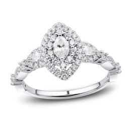 Diamond Engagement Ring 3/4 ct tw Marquise/Round 14K White Gold