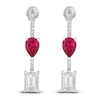 Lab-Created Ruby & Lab-Created White Sapphire Dangle Earrings 10K White Gold