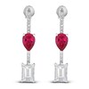 Thumbnail Image 1 of Lab-Created Ruby & White Lab-Created Sapphire Dangle Earrings 10K White Gold