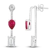 Lab-Created Ruby & Lab-Created White Sapphire Dangle Earrings 10K White Gold