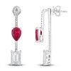 Thumbnail Image 1 of Lab-Created Ruby & White Lab-Created Sapphire Dangle Earrings 10K White Gold