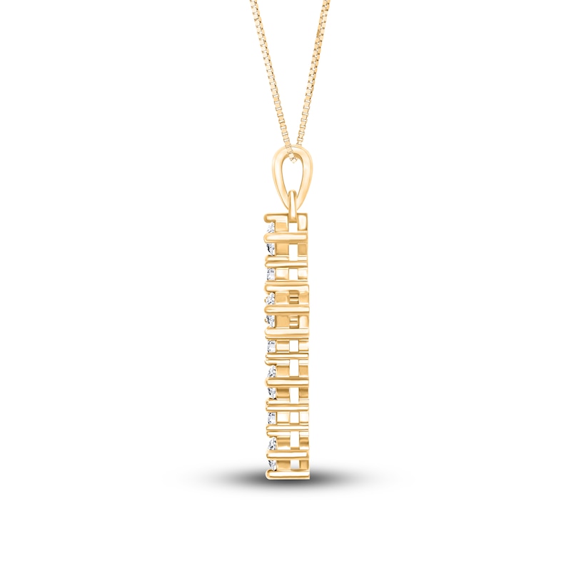 Main Image 2 of Diamond Cross Pendant Necklace 1 ct tw Round 14K Yellow Gold 18"