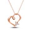 Thumbnail Image 1 of Diamond Heart Pendant Necklace 1/15 ct tw Round 14K Rose Gold 18"