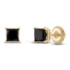Thumbnail Image 1 of Black Diamond Solitaire Stud Earrings 2 ct tw Round 10K Yellow Gold