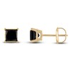 Thumbnail Image 2 of Black Diamond Solitaire Stud Earrings 2 ct tw Round 10K Yellow Gold