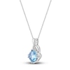 Thumbnail Image 2 of Natural Blue Topaz Pendant Necklace 1/20 ct tw Diamonds 10K White Gold 18"