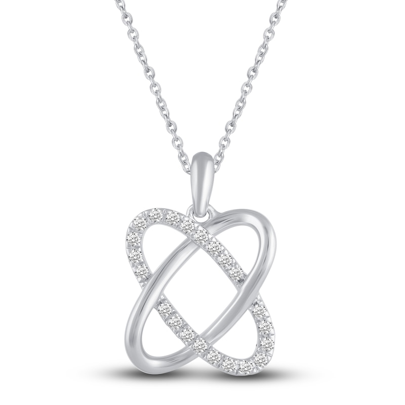 Main Image 1 of Diamond Interlocking Pendant Necklace 1/5 ct tw Round 14K White Gold