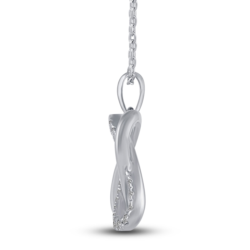 Main Image 2 of Diamond Interlocking Pendant Necklace 1/5 ct tw Round 14K White Gold