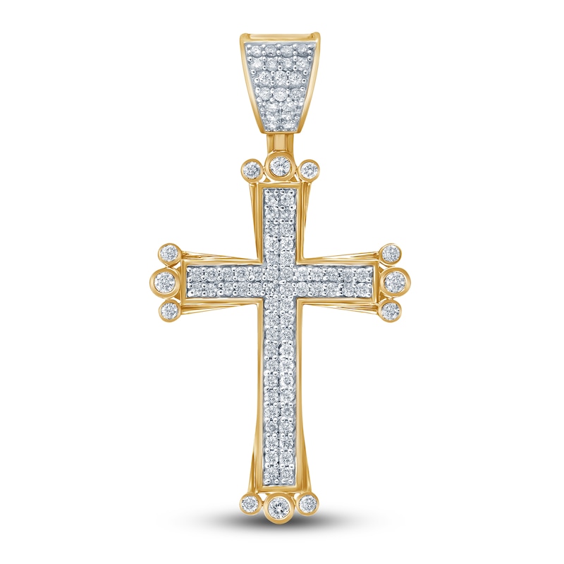 Main Image 1 of Men's Diamond Cross Charm 1-1/8 ct tw Round 14K Yellow Gold