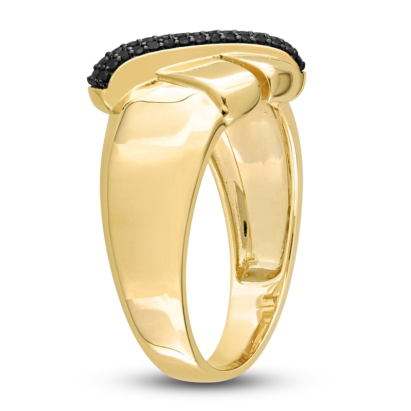 Main Image 2 of Y-Knot Black Diamond Ring 1/5 ct tw Round 14K Yellow Gold