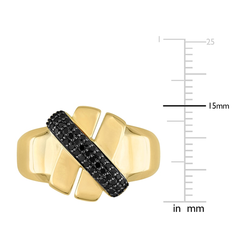 Main Image 4 of Y-Knot Black Diamond Ring 1/5 ct tw Round 14K Yellow Gold