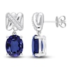 Thumbnail Image 0 of Y-Knot Lab-Created Blue Sapphire Earrings 1/15 ct tw Diamonds 14K White Gold