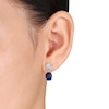 Thumbnail Image 2 of Y-Knot Lab-Created Blue Sapphire Earrings 1/15 ct tw Diamonds 14K White Gold