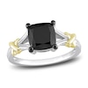 Thumbnail Image 0 of Y-Knot Black Diamond Ring 2 ct tw Cushion 14K Two-Tone Gold