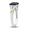 Thumbnail Image 2 of Y-Knot Black Diamond Ring 2 ct tw Cushion 14K Two-Tone Gold