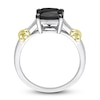 Thumbnail Image 2 of Y-Knot Black Diamond Ring 2 ct tw Cushion 14K Two-Tone Gold