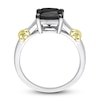 Thumbnail Image 3 of Y-Knot Black Diamond Ring 2 ct tw Cushion 14K Two-Tone Gold