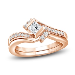 Diamond Bridal Set 1/2 ct tw Princess/Round 14K Rose Gold