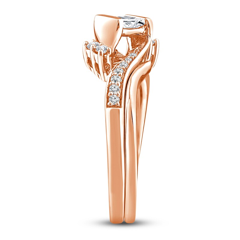 Main Image 3 of Diamond Bridal Set 1/2 ct tw Princess/Round 14K Rose Gold