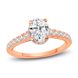 Diamond Halo Engagement Ring 1-3/8 ct tw Oval/Round 14K Rose Gold