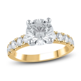 Lab-Grown Diamond Engagement Ring 3-1/4 ct tw Round 14K Yellow Gold