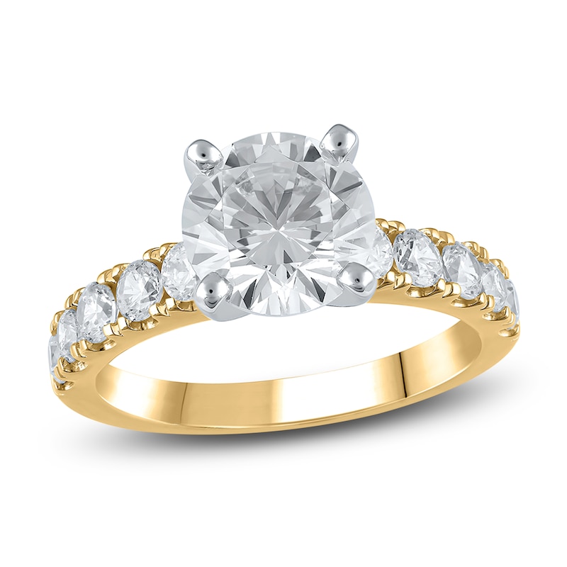 Main Image 1 of Lab-Grown Diamond Engagement Ring 3-1/4 ct tw Round 14K Yellow Gold