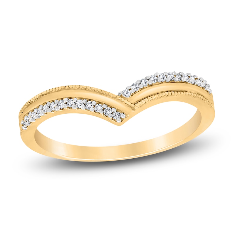 Main Image 1 of Diamond Chevron Ring 1/10 ct tw Round 14K Yellow Gold
