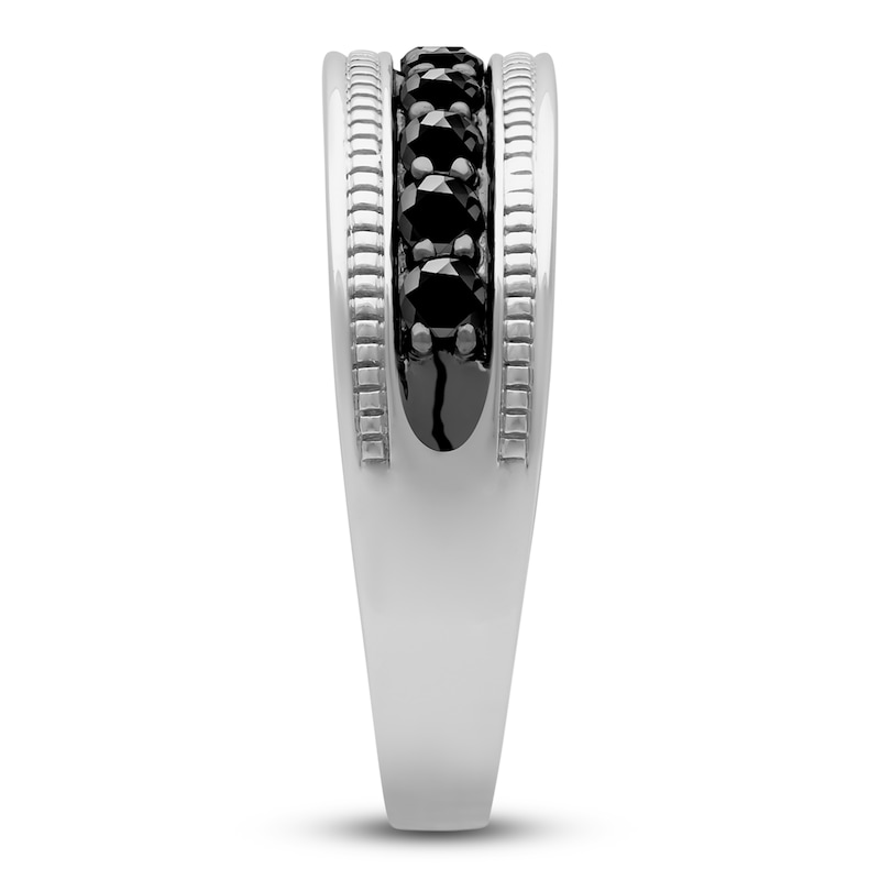Main Image 5 of Men's Natural Black Sapphire Wedding Band 14K White Gold 7.0mm