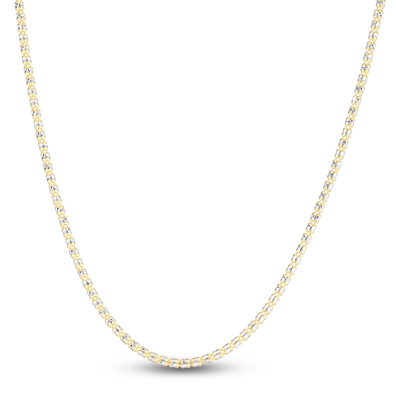 Main Image 1 of Semi-Solid Diamond-Cut Fancy Link Necklace 14K Yellow Gold 20" 2.74mm