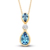 Thumbnail Image 0 of Kallati Pear-Shaped Natural Blue Topaz Necklace 1/15 ct tw Diamonds 14K Yellow Gold 18"