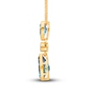 Thumbnail Image 1 of Kallati Pear-Shaped Natural Blue Topaz Necklace 1/15 ct tw Diamonds 14K Yellow Gold 18"