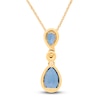 Thumbnail Image 3 of Kallati Pear-Shaped Natural Blue Topaz Necklace 1/15 ct tw Diamonds 14K Yellow Gold 18"
