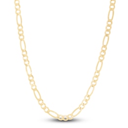 Men's Solid Figaro Chain Necklace 14K Yellow Gold 20" 7.0mm