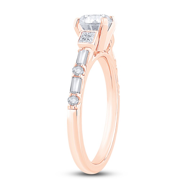 Main Image 2 of Diamond Engagement Ring 1-1/4 ct tw Round/Princess/Baguette 14K Rose Gold